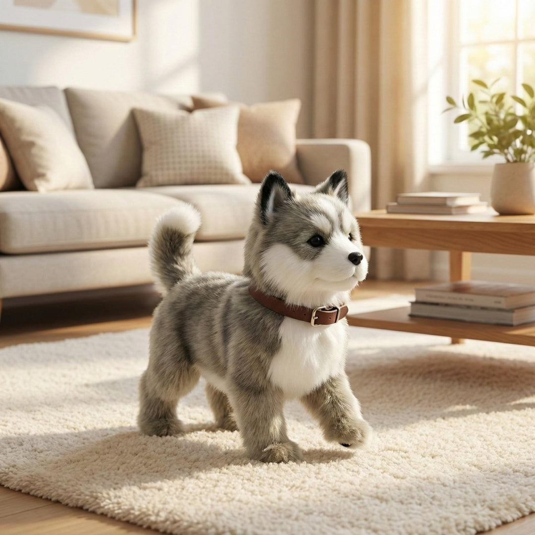 Interaktiver Spielzeug Husky Welpe mit realistischen Bewegungen & Geräuschen für Kinder. Perfektes Geschenk.