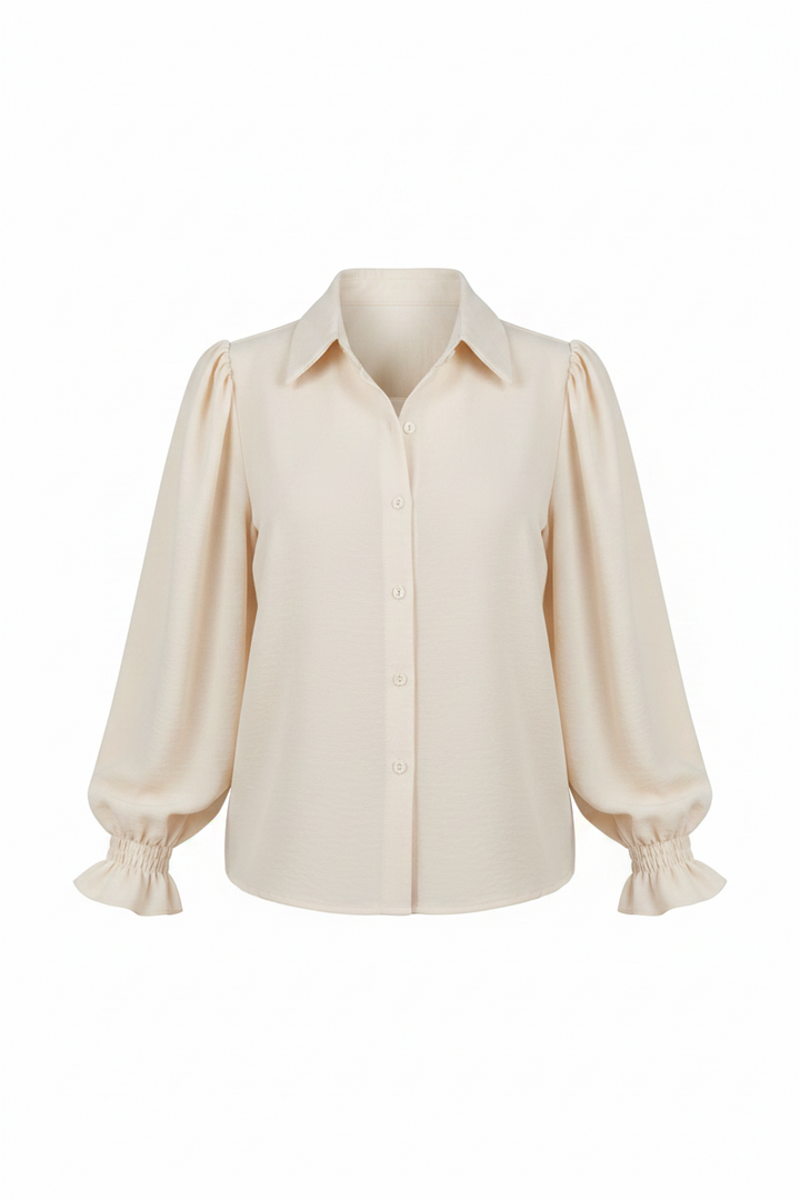 Elegante Damenbluse mit modischen Ballonärmeln & lockerer Passform für vielseitige Looks. Ideal für Sommer & Business.