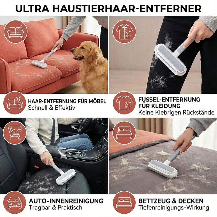 Robuste Haustierhaar-Entferner Bürste, ideal zum Reinigen von Möbeln. Entfernt Katzen- & Hundehaare, wiederverwendbar.