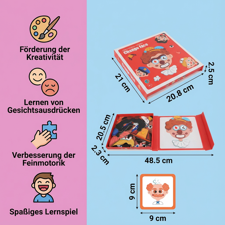 Pädagogisches Kinderpuzzle: Freude, Trauer, Wut – Emotionen und Gesichtsausdrücke spielerisch erkennen.