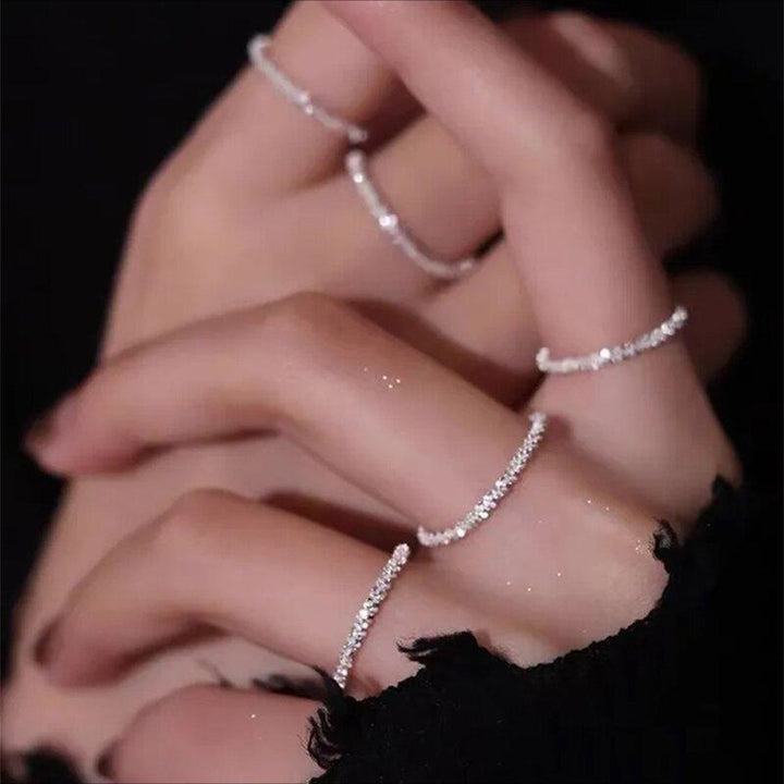 Eleganter Damen-Sternenlichtring aus 925 Silber mit glitzernden Kristallen, modisches Accessoire für jeden Tag.