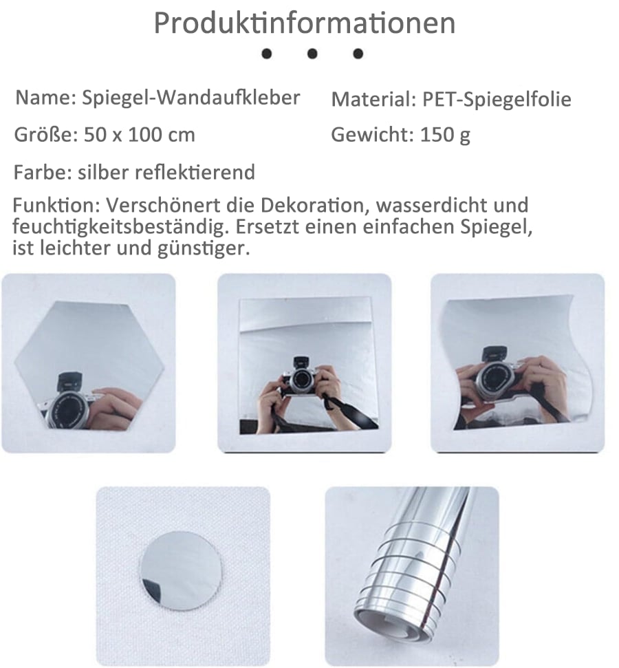 Innovativer PET-Spiegel, flexibel für die einfache und sichere Wandmontage ohne Bohren.