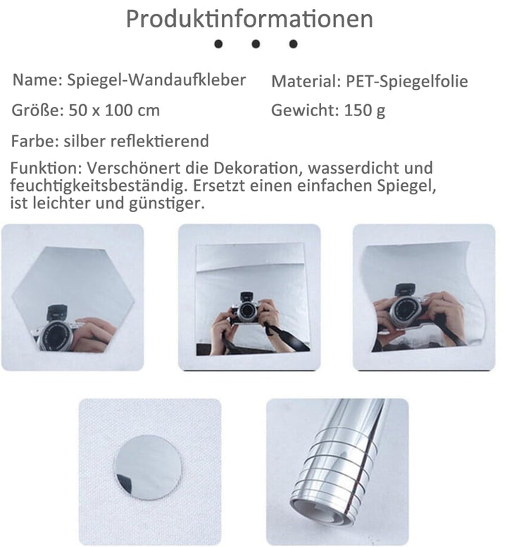 Innovativer PET-Spiegel, flexibel für die einfache und sichere Wandmontage ohne Bohren.