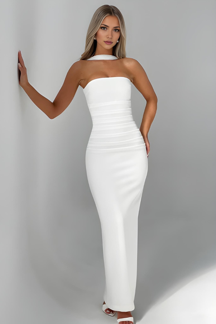 Elegantes Damen Trägerloses Cocktailkleid, figurbetontes Maxi-Bodycon-Kleid, ideal für Abendveranstaltungen.