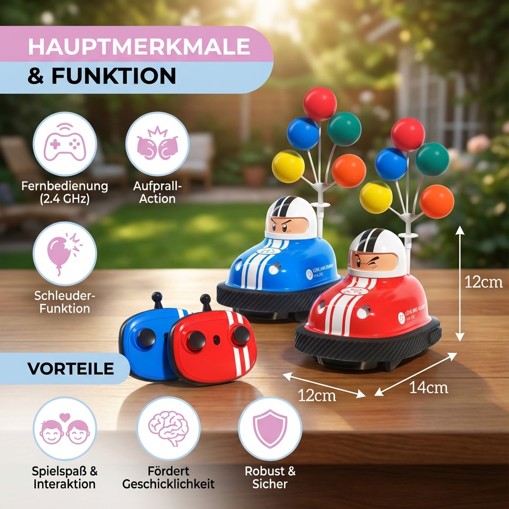 Actiongeladenes Fahrzeugspielzeug: Autoscooter mit cooler Schleuderfunktion und Lichtern für kleine Rennfahrer.