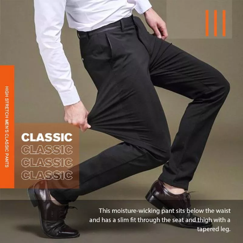 Vorderansicht der grauen Herren Business-Casual Stretchhose, knitterarm & bequem für Büro und Reisen.