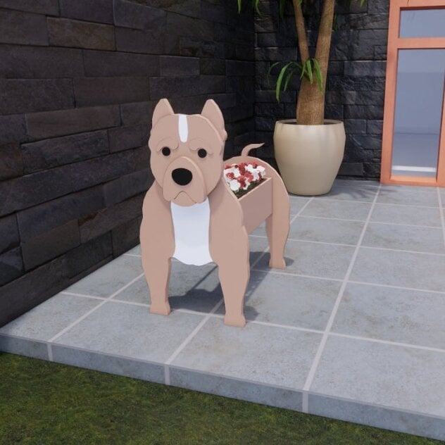 Süßer Hunde-Blumentopf, liebevoll gestaltet, bringt Freude in Ihr Zuhause.