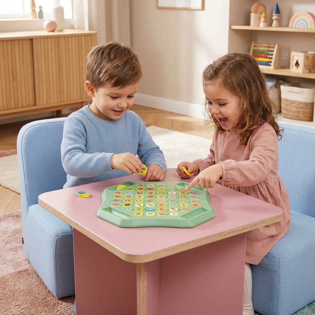 Lustiges Memory Tiermünzen Familienspiel aus Holz für Kinder, fördert Gedächtnis und Konzentration.