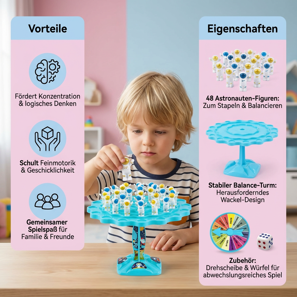 Astronauten Balancierspiel als ideales Kindergeschenk, interaktives Lernspielzeug für Weltraumfans.