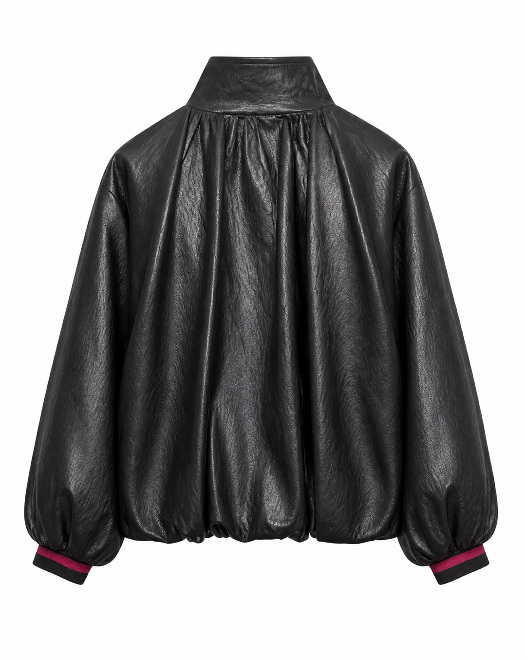Trendige Damen Freizeitjacke in Oversized-Passform mit Stehkragen & voluminösen Ballonärmeln für einen lässig-eleganten Look.