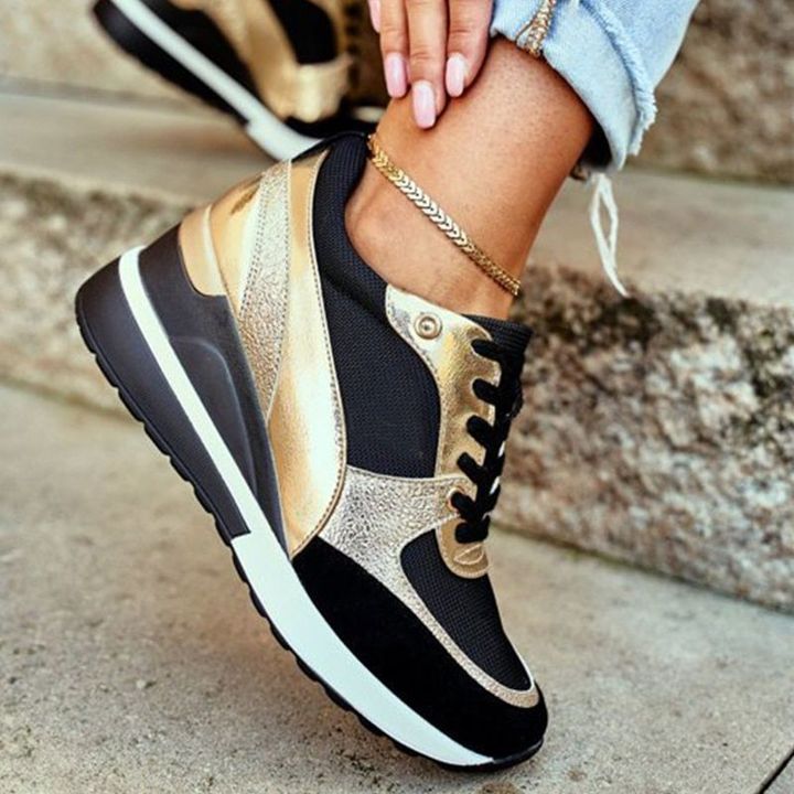 Damen Orthopädische Sneaker mit stoßdämpfender Sohle für Fersendämpfung und Gelenkentlastung.