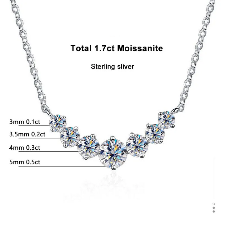 Exquisite 925er Silber Moissanit Halskette in V-Form, auf Samt präsentiert. Elegante Geschenkidee für Damen.