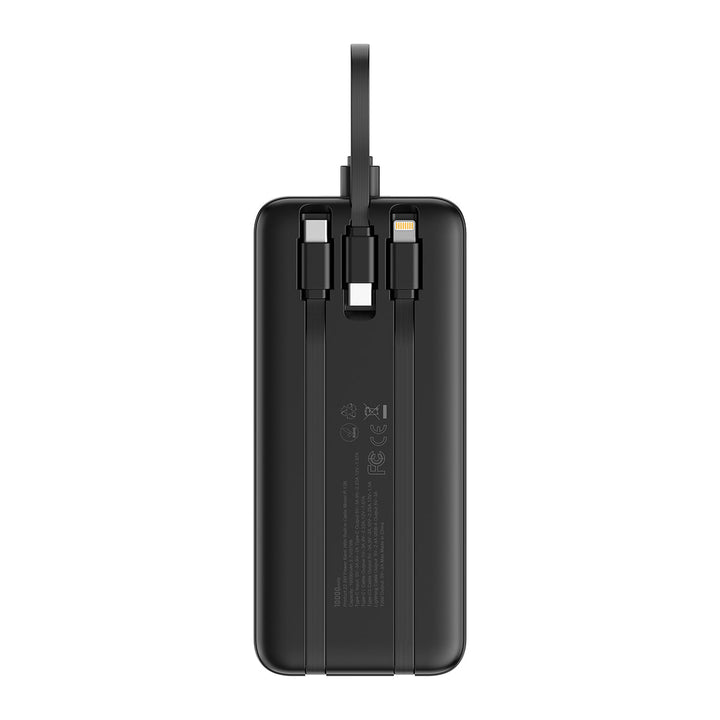 Mobiler Akku 10.000 mAh für Schnellladung von vier Geräten. Perfektes Reisezubehör für Smartphones.