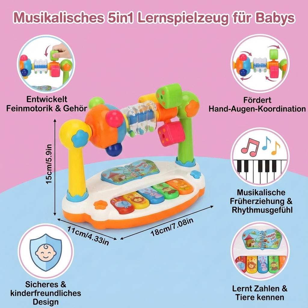 Buntes Musikspielzeug für Babys zum spielenden Lernen; fördert die kognitive Entwicklung & sensorische Wahrnehmung.