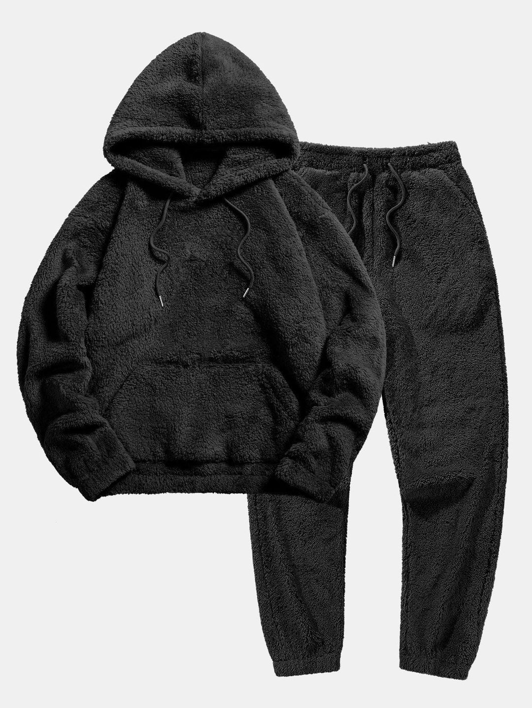 Bequemer Damen Zweiteiler aus flauschigem Teddy-Stoff: warmer Hoodie & weiche Jogginghose für gemütliche Stunden.