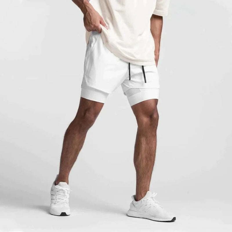 Herren 2-in-1 Sportshorts für Training & Fitness, atmungsaktiv & komfortabel.