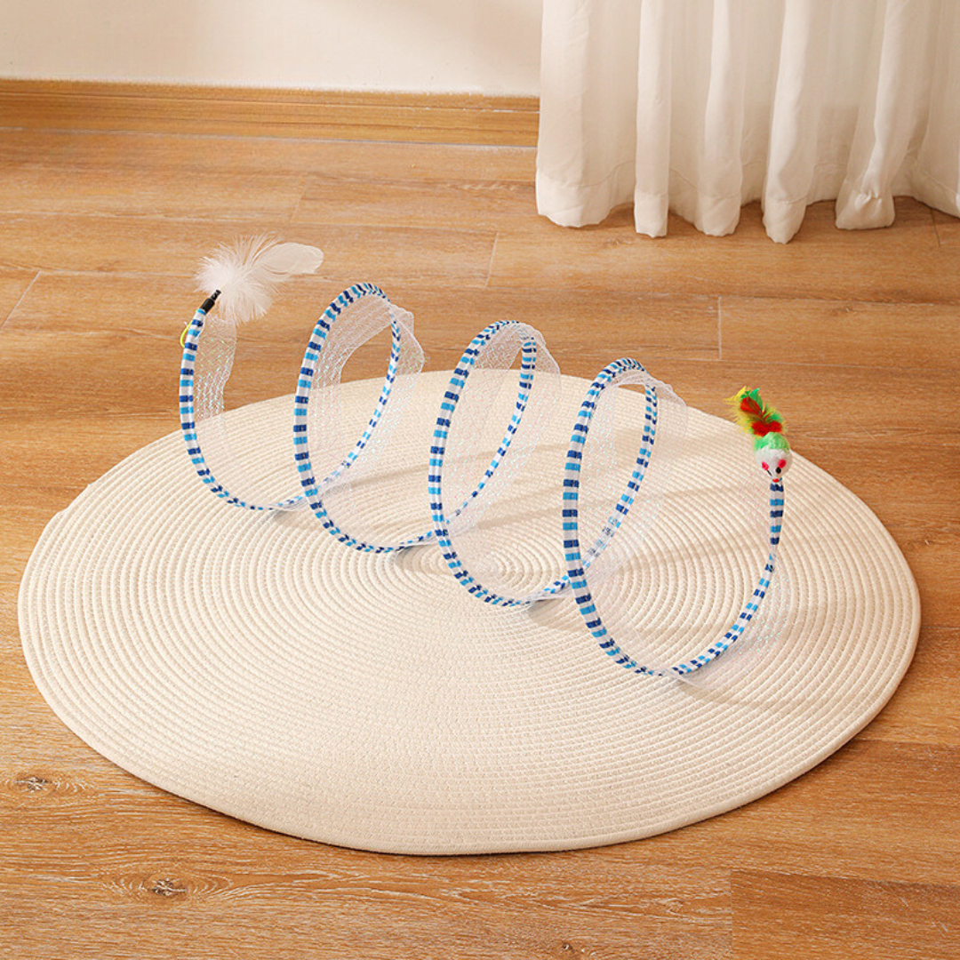 Hochwertiges interaktives Katzenspielzeug mit Spiralspaß, Feder und Spielmaus, aus Sisal, für Katzen.