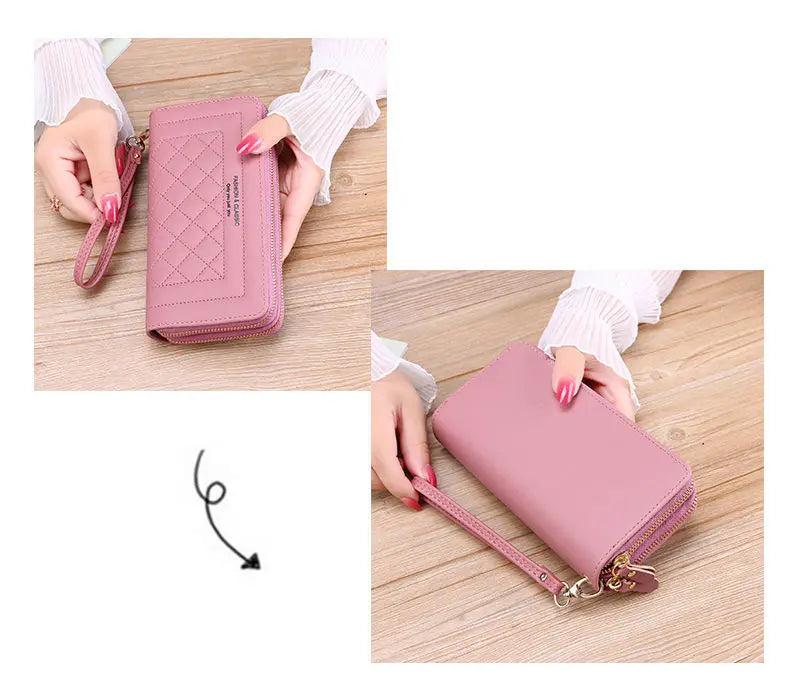 Damen Accessoire: Weiße Luxus Clutch, stilvolles Portemonnaie mit Doppelreißverschluss, vielseitig einsetzbar.