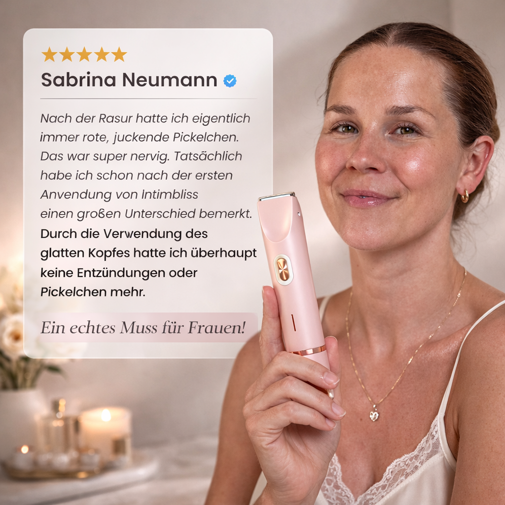 Elektrischer Damen Intimrasierer mit Zubehör. Für eine sanfte und gründliche Haarentfernung im Intimbereich.