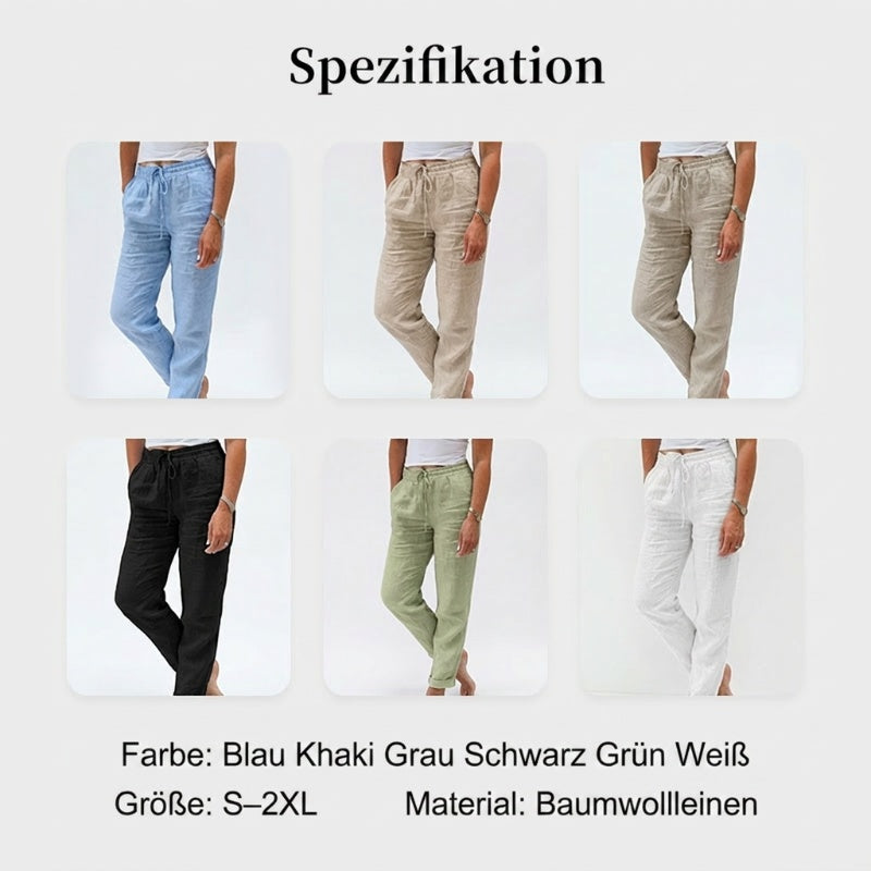 Komfortable Casual-Hose für Damen in Beige, atmungsaktiv & mit weitem Bein, ideal für warme Tage.