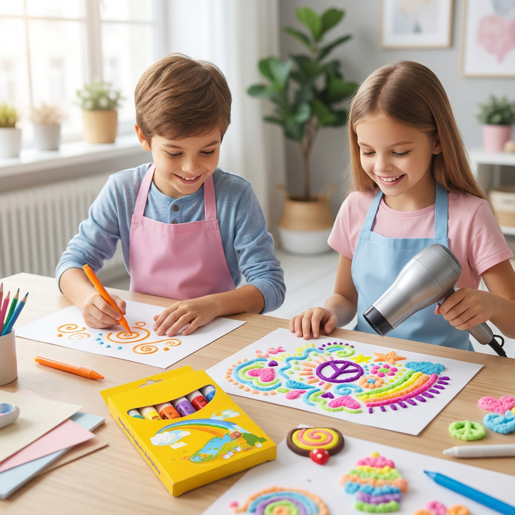 Magische Popcorn Malstifte für Kinder; 3D-Effekt Texturstifte zum Malen & Basteln, fördern Kreativität.