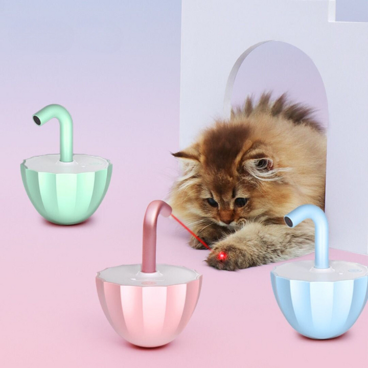 Farbenfrohes interaktives Laser-Wackelspielzeug für Katzen, fördert Spielspaß und Bewegung.