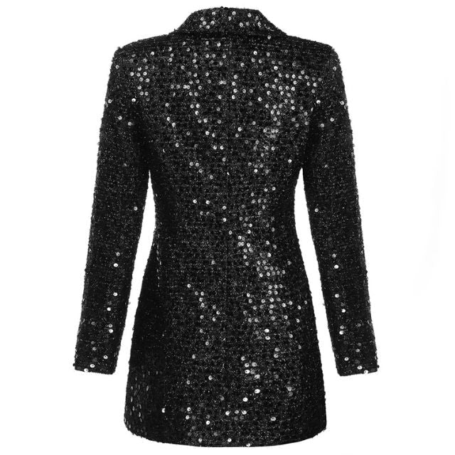 Modischer Damen Pailletten Jumpsuit in Schwarz, elegant und stylisch für Frühling und festliche Events.