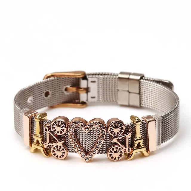 Zweifarbiges Mesh-Armband in Bunt für Damen, stilvolles und elegantes Accessoire.