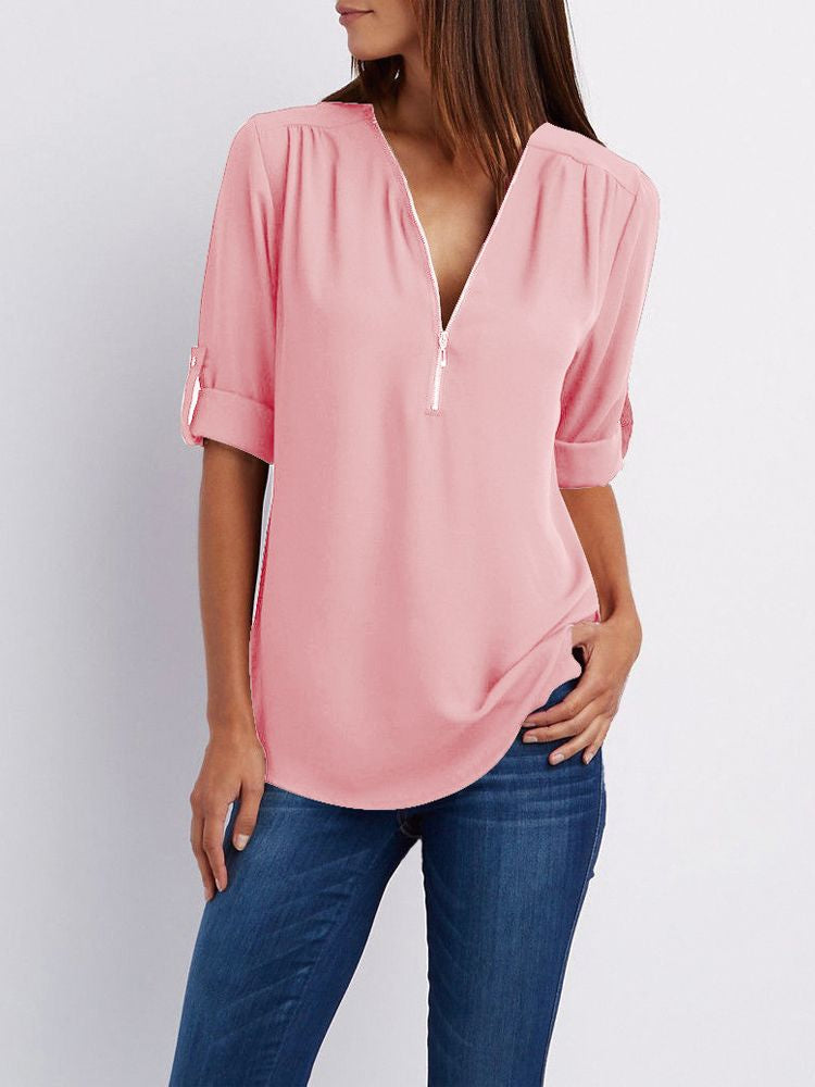 Elegante Damen Langarm Bluse, vielseitig kombinierbar für bürotaugliche & legere Outfits.