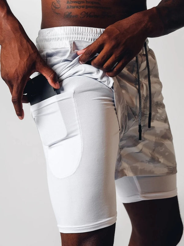 Herren 2-in-1 Sportshorts für optimalen Komfort & Leistung beim Laufen.