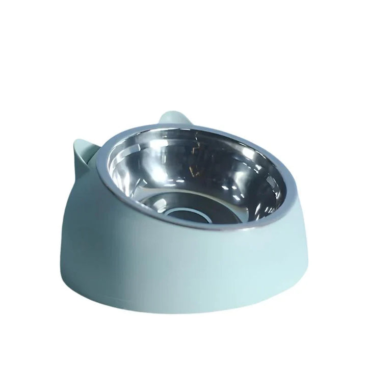 Robuster erhöhter Katzennapf aus Edelstahl mit rutschfestem Boden, ergonomisch für gesunde Essgewohnheiten.