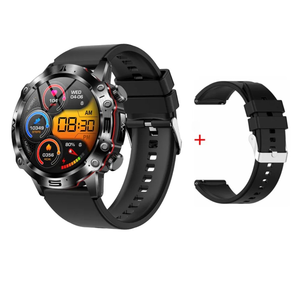 Unisex Smartwatch mit Lederarmband, Glukose-, EKG- & Herzfrequenzmessung, ideal für Gesundheitsüberwachung.