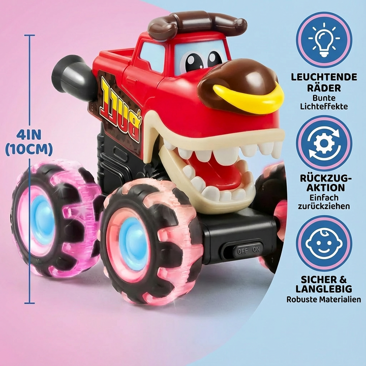 Robustes Monster Truck Spielzeugauto mit Leuchteffekten, ideal als Geschenk für actionliebende Kinder.