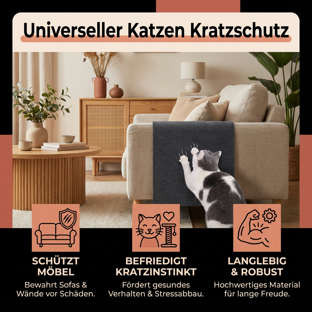 Selbstklebender Kratzschutz für Katzen, schützt Möbel wie Sofa & Sessel vor Krallen. Ideal für Haustierbedarf.