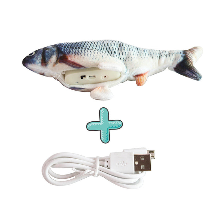 Ein aktiver Hund beim ausgelassenen Spiel mit dem interaktiven Zappelfisch – hochwertiger Haustierbedarf.