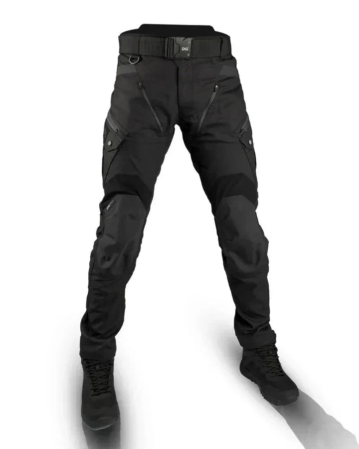 Schwarze Herren Militär Cargo Hose, extrem robust, bequem und funktional für den Alltag und Outdoor.