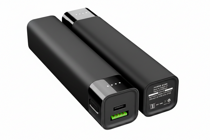 Kompakte Mini Powerbank 5000 mAh zum schnellen Aufladen von Smartphones unterwegs.