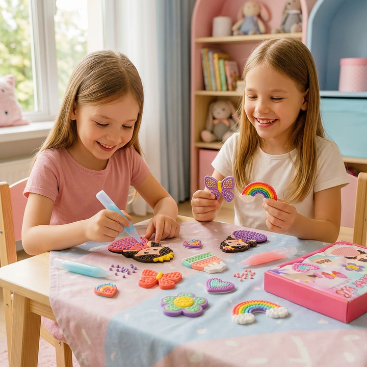 Lernspielzeug Perlenmalerei Set Kinder. DIY Bastelset mit Perlen fördert Kreativität, Motorik & Konzentration.