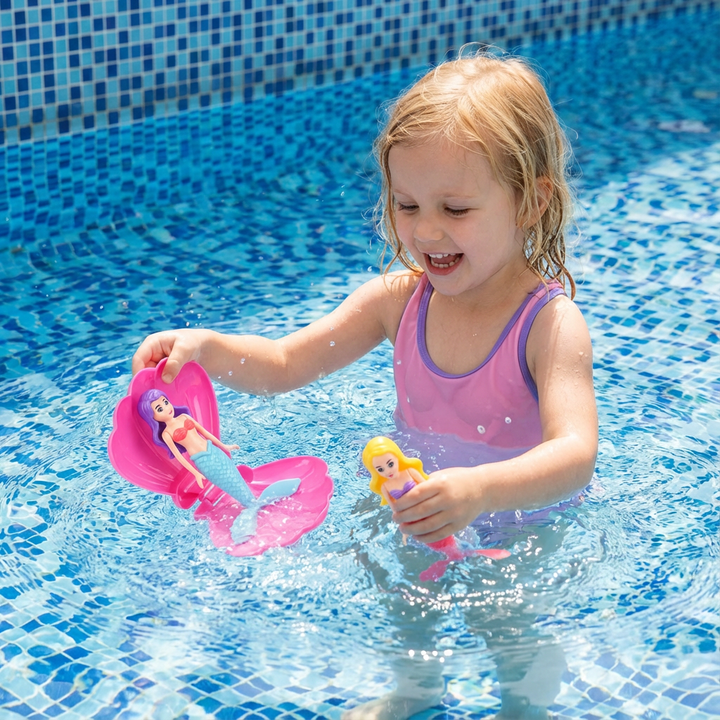 Magisches Meerjungfrauen Badespielzeug: Kinder tauchen ein in Fantasy-Welten mit dieser bunten Figur im Wasser.