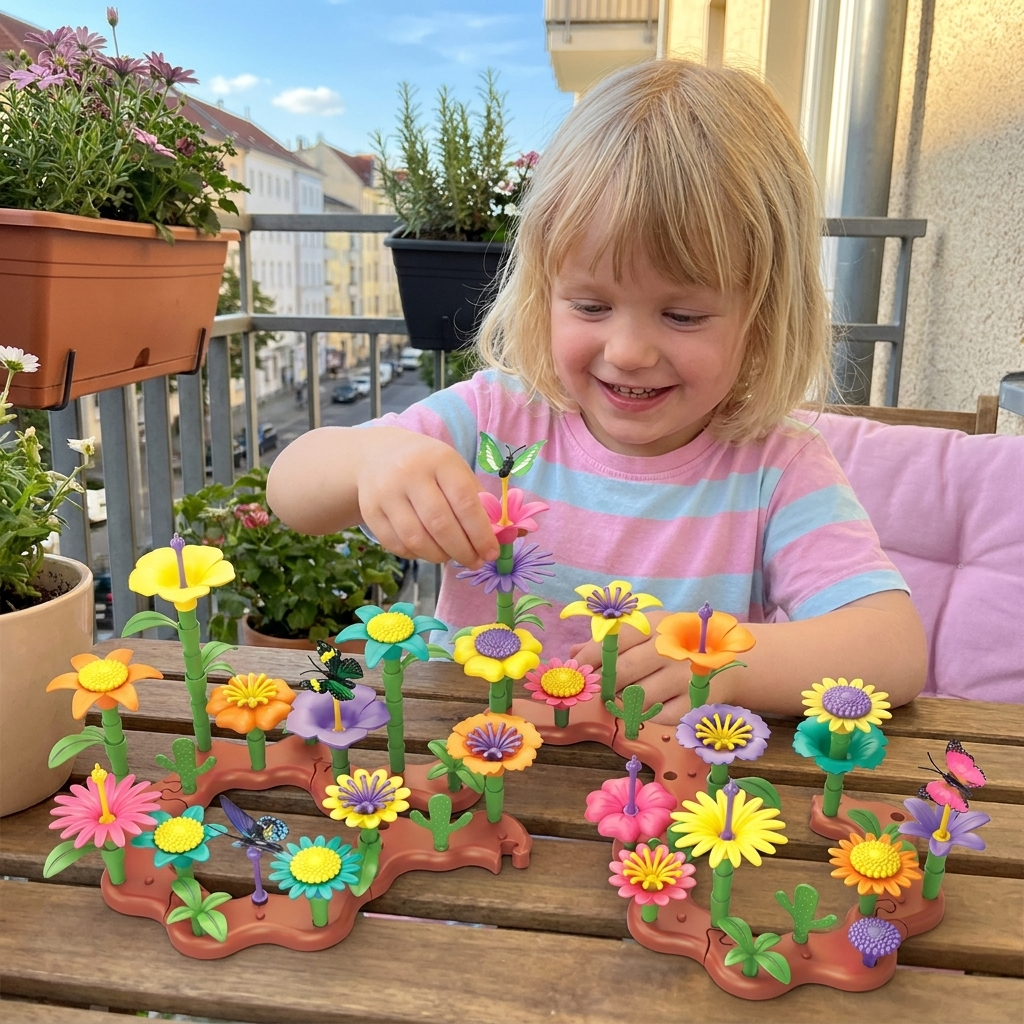 Innovatives Steckspiel für Kinder: Blumen-Garten zur Förderung von Kreativität und logischem Denken.