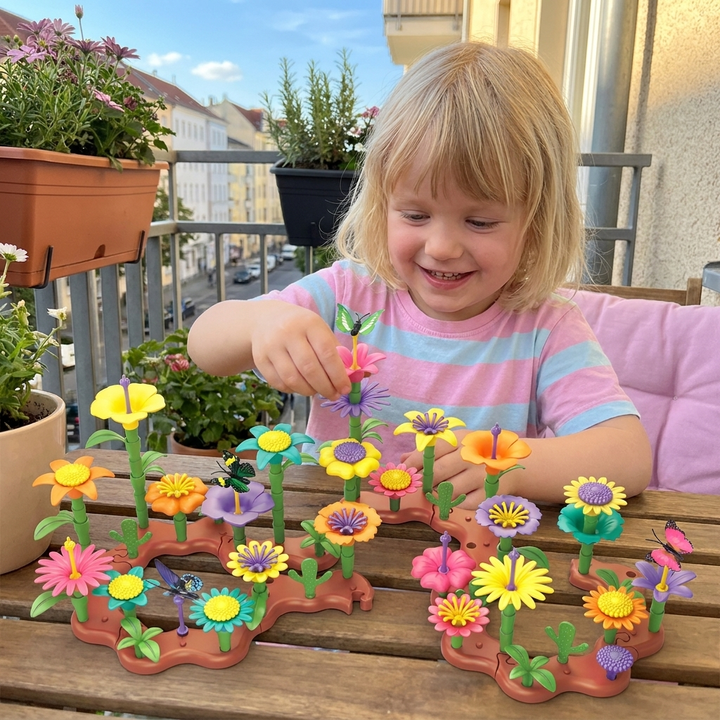 Innovatives Steckspiel für Kinder: Blumen-Garten zur Förderung von Kreativität und logischem Denken.