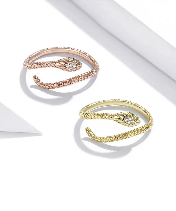 Glamouröser Damen Schlangenring, Sterlingsilber mit funkelnden Zirkonen, für besondere Anlässe.