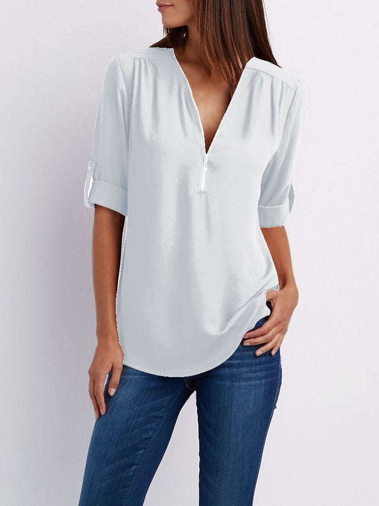 Loosefit Damen Langarm Bluse, elegant & bequem, fließender Stoff für maximalen Tragekomfort.