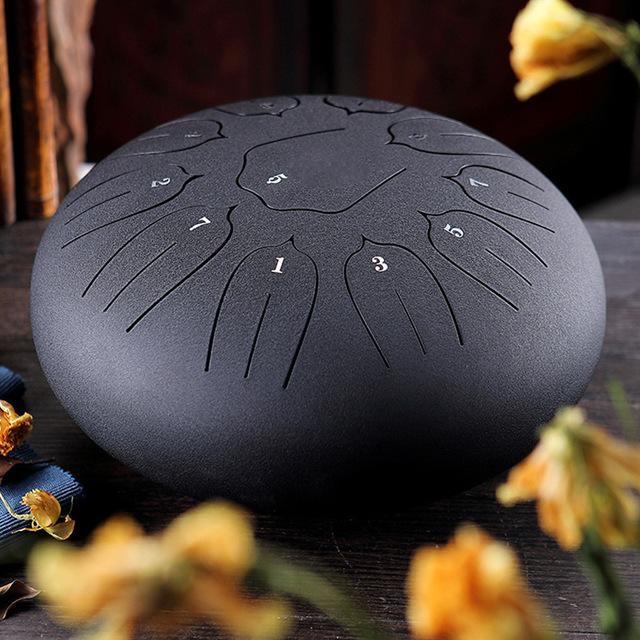 Einzigartige 15 cm 8-Ton Stahl Zungentrommel. Handgemachtes Musikinstrument für Yoga, Therapie & Klangheilung.