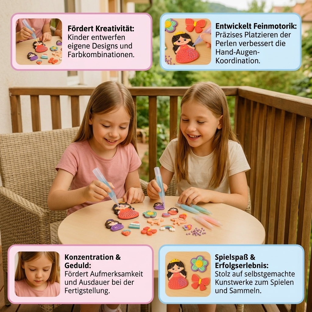 DIY Perlenmalerei für kreative Kinder. Komplettes Set zum Basteln und Malen von einzigartigen Perlenkunstwerken.