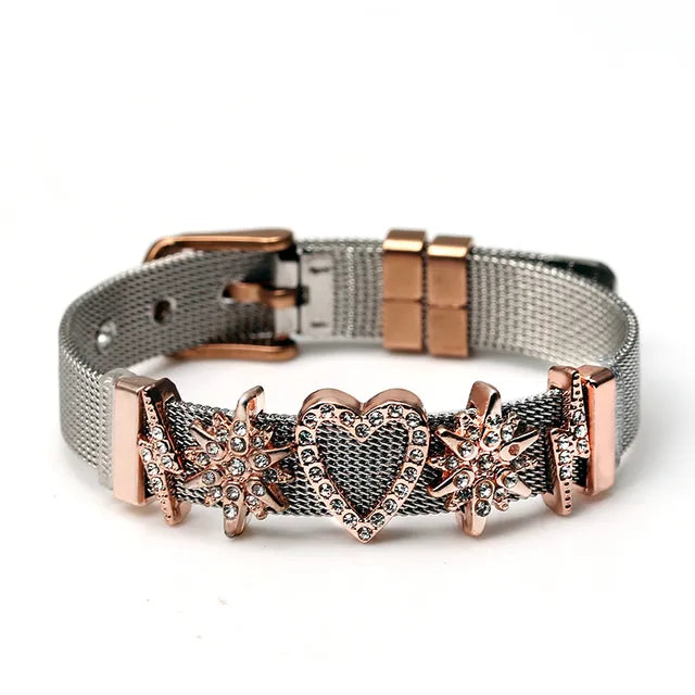 Vielseitiges Damen Mesh-Armband, zweifarbig, für modische Akzente.