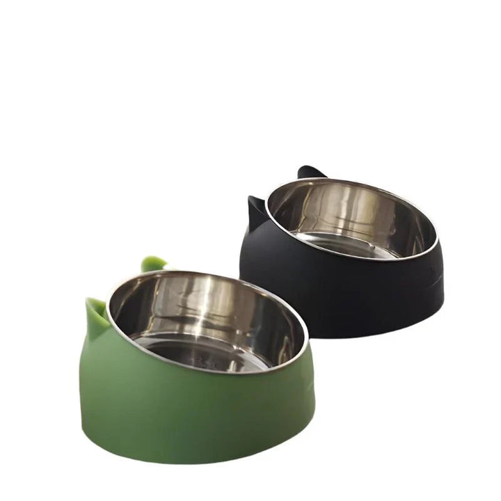 Praktische erhöhte Katzenschale aus hygienischem Edelstahl, rutschfest und ergonomisch für alle Katzenrassen.