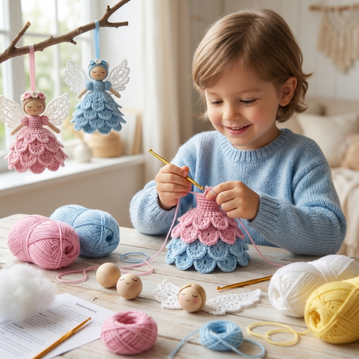 Häkelset Zauberhafter Engel für DIY Handarbeit & Anfänger, inkl. Anleitung & Material.