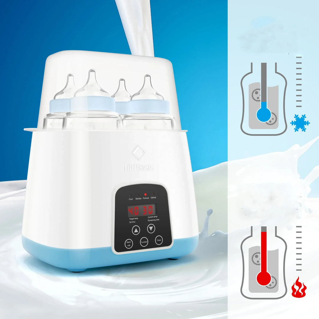 Digitaler Flaschenwärmer & Sterilisator für Babyflaschen; präzise Temperatur für Babynahrung & sichere Babyhygiene.