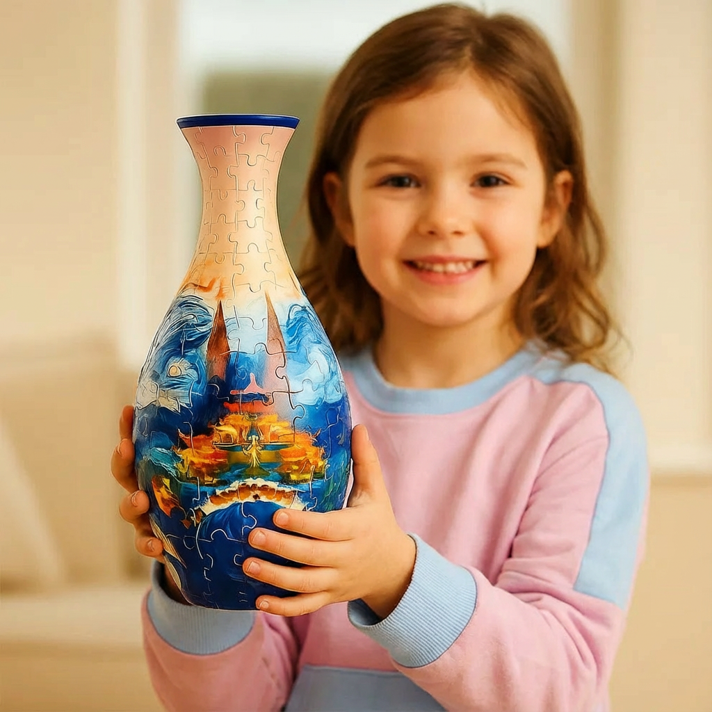 3D Puzzle Vase für echte Blumen, ein kreatives DIY-Set zur Heimdekoration. Perfekt als Bastelset und einzigartiges Geschenk.